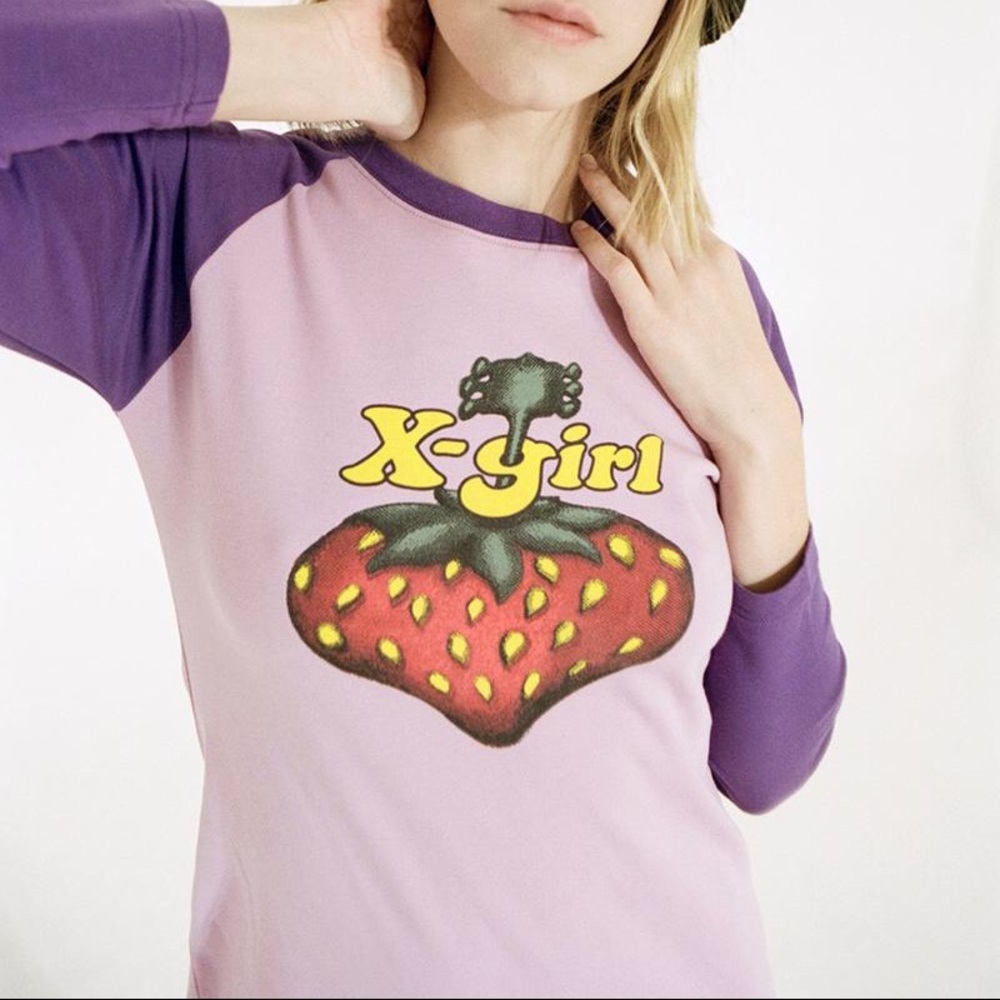 X-Girl 🍓 Strawberry Retro Baseball T-Shirt